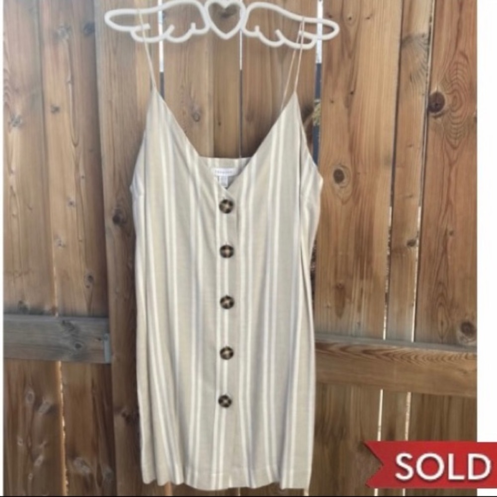 NEW! (NWOT) LINEN blend, striped cream /beige button dress/ tunic.